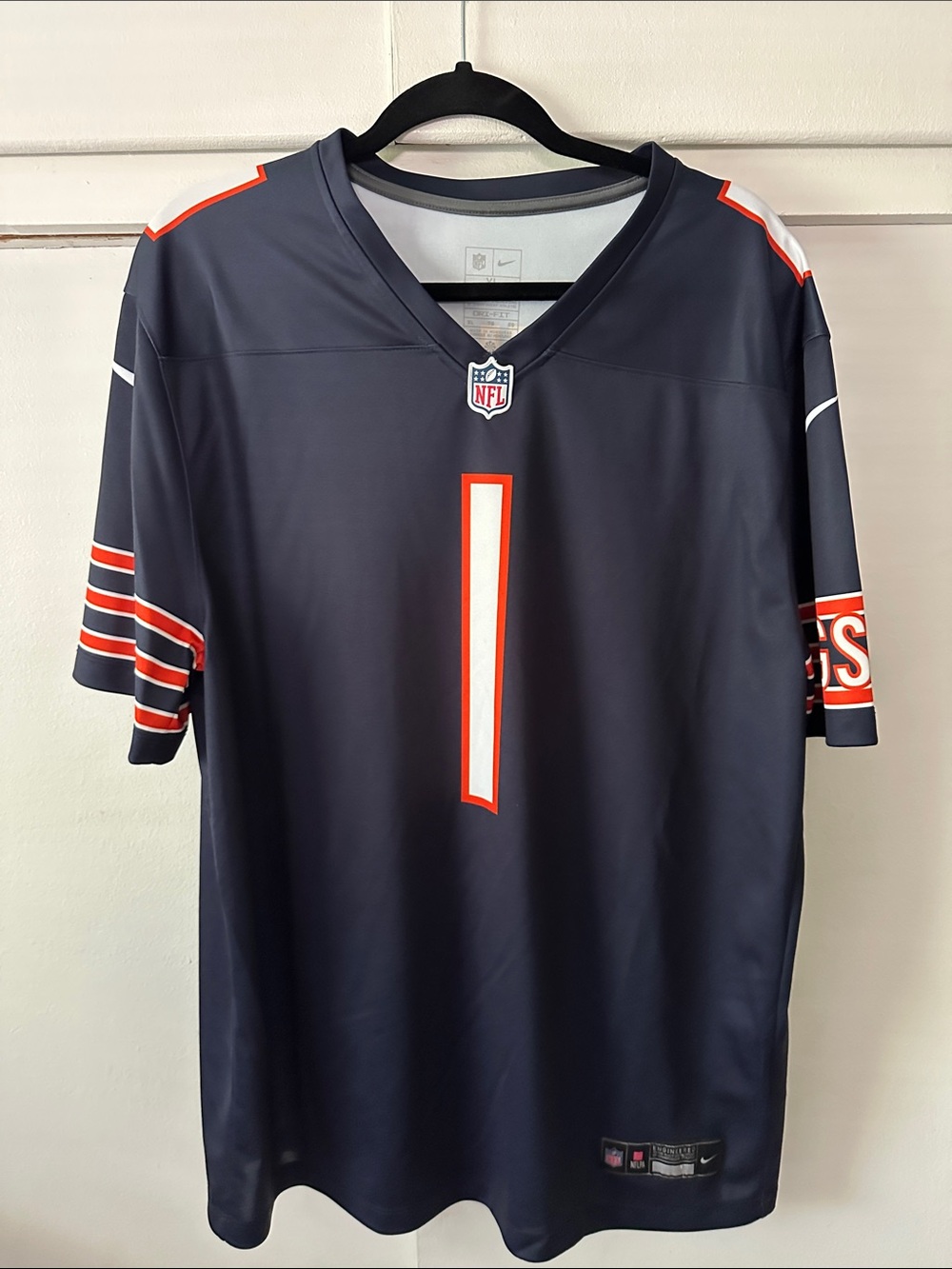 Nike Chicago Bears Justin Fields #1 Game Jersey Mens XL Navy Blue NFL Dri-Fit